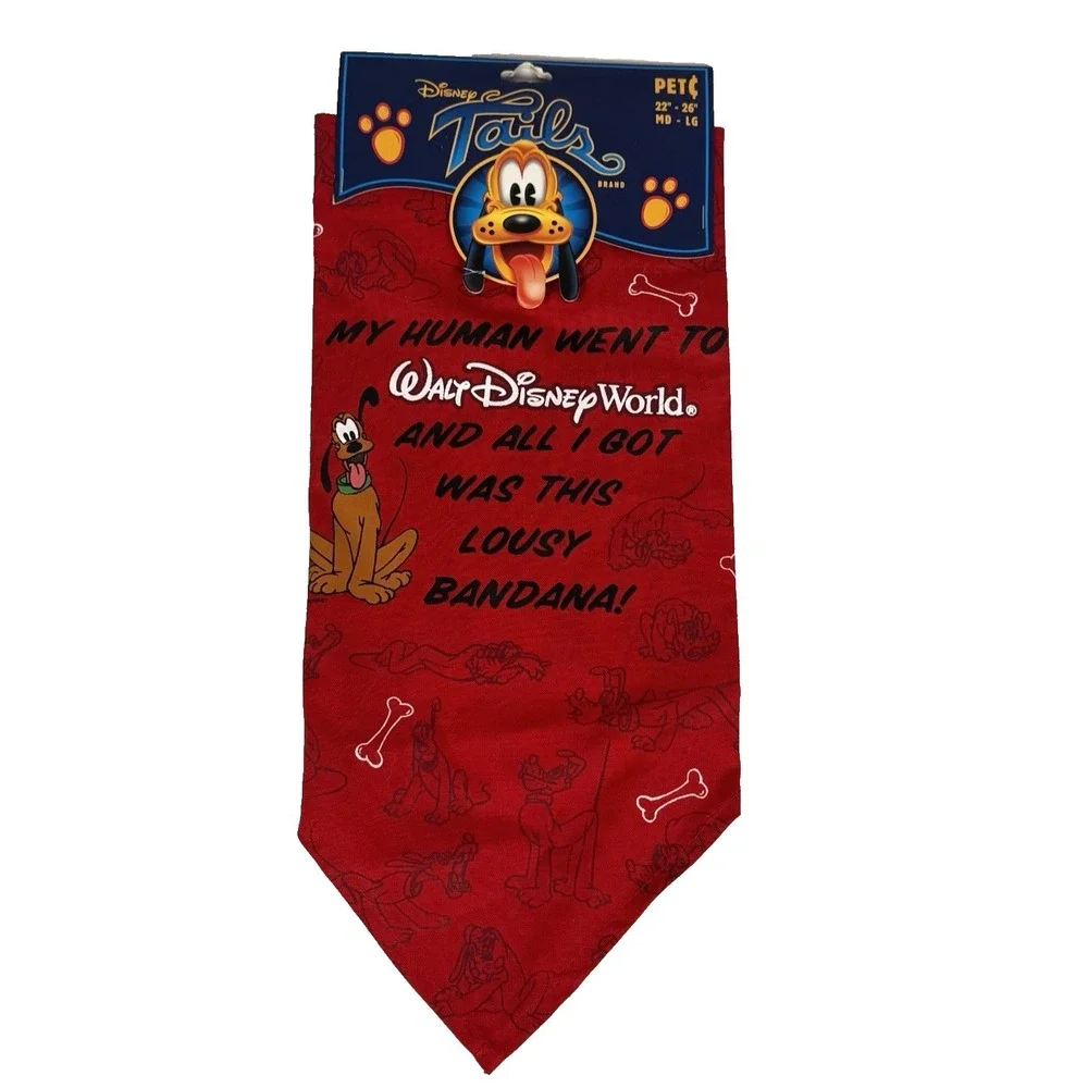 NOS Disney Tails Bandana Pluto Disney World Parks Exclusive Pet Souvenir M-L